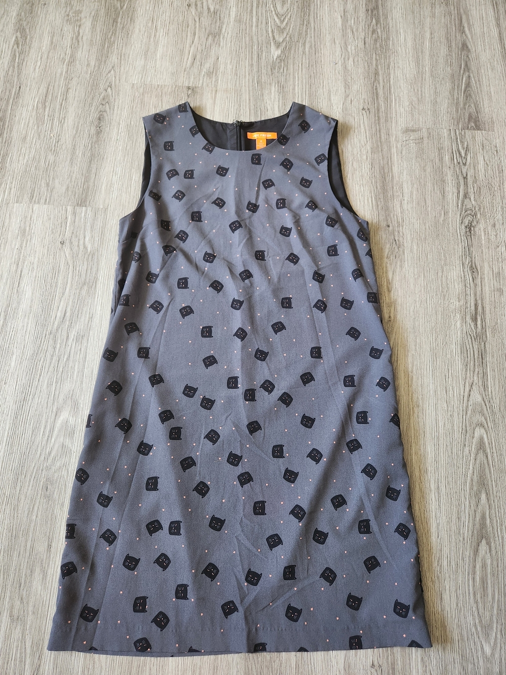 Womens Size 8 Sleeveless Shift Dress with Cat Print